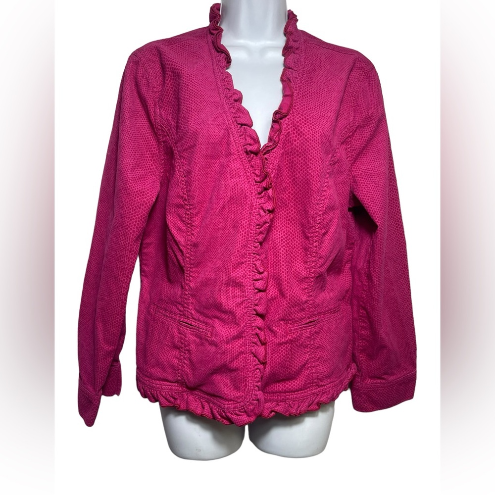 Chico's Pink Ruffle Blazer